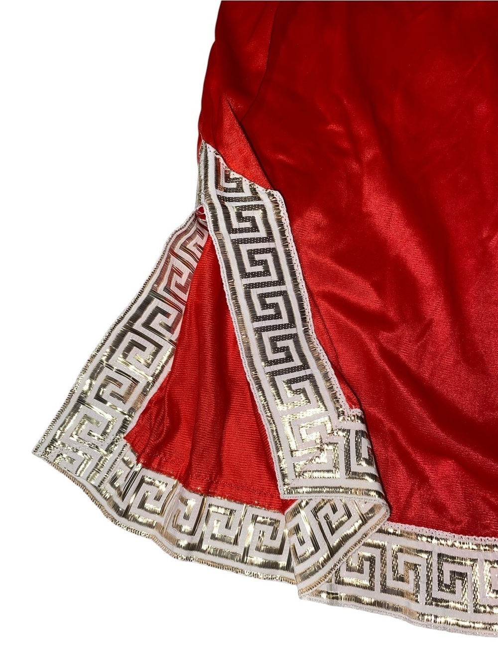 Vintage Charmode Sears & Roebuck red half-slip skirt white gold Greek key Print - Picture 7 of 8